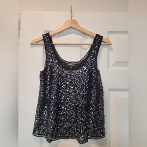 Express Black and Silver Sequin Top